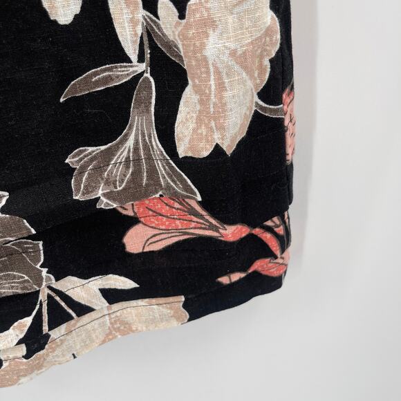 NICOLE MILLER Original Dress Size Small Floral Short Sleeve Linen Blend Black - Picture 12 of 15